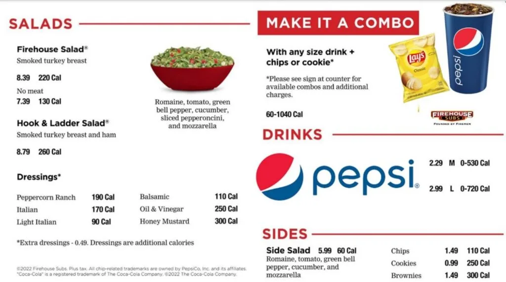 Firehouse subs menu with latest prices